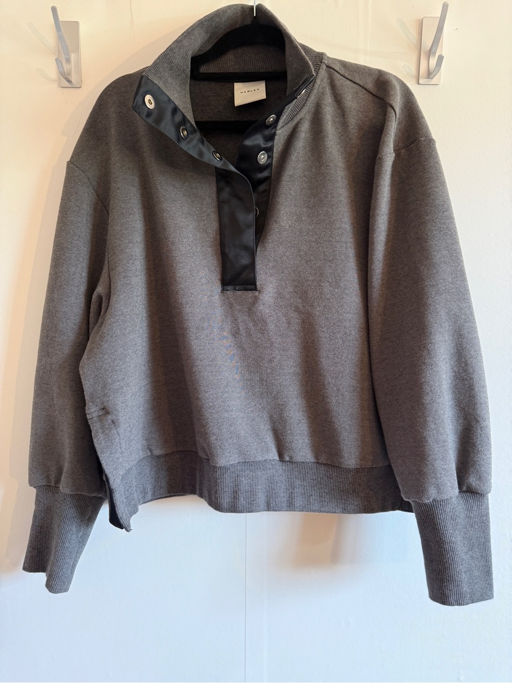Varley Grey Half Snap Sweatshirt Mock Neck Pullover Cotton Relaxed Medium